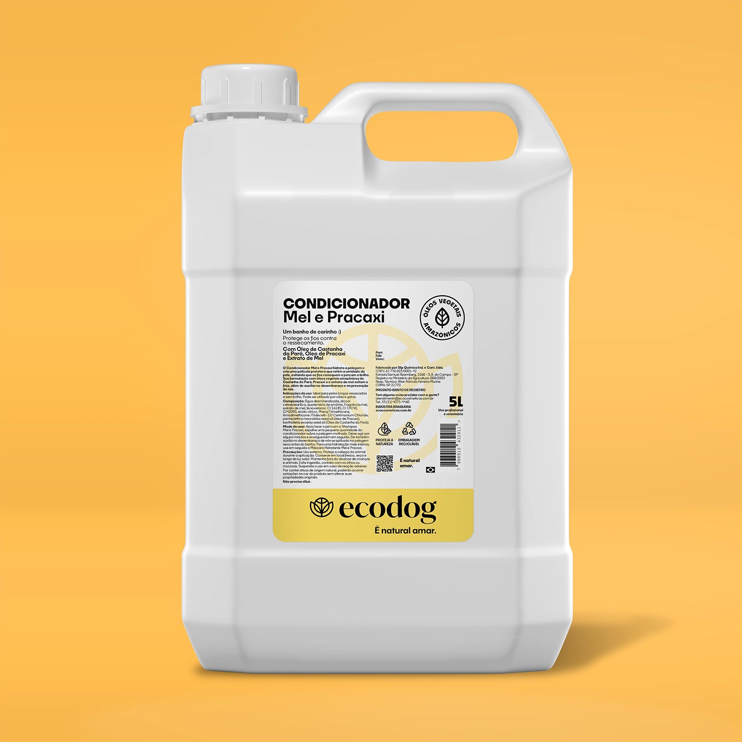 Acondicionador Miel y Pracaxi con Aceite de Castaña de Pará, Aceite de Pracaxi y Extracto de Miel Ecodog, 5 Lts