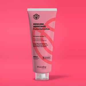 Máscara Hidratante Frutos Rojos con Aceite de Castaña de Pará, Extracto de Frutos Rojos y Queratina Ecodog, 500 ml